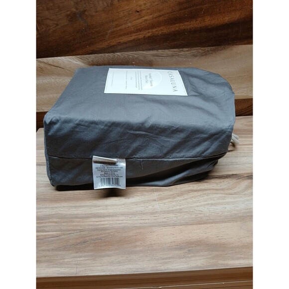 Casaluna Supima Sateen Solid Sheet Set 500 Thread Count Dark Gray Full Sized - Picture 4 of 6